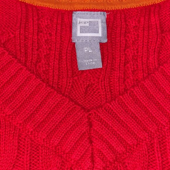 Chunky Cable Knit Sweater Women Petite Large VNeck Cozy Pullover Casual JCPenney - Picture 5 of 16